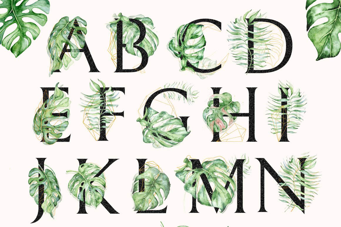 Monstera_watercolor_Black_alphabet_02.jpg